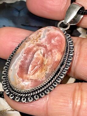 Rhodochrosite Crystal Pendant 2”